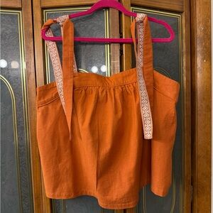 Ladies Anthropologie Orange Women's Shirt with Patterned Straps, BRAND NEW